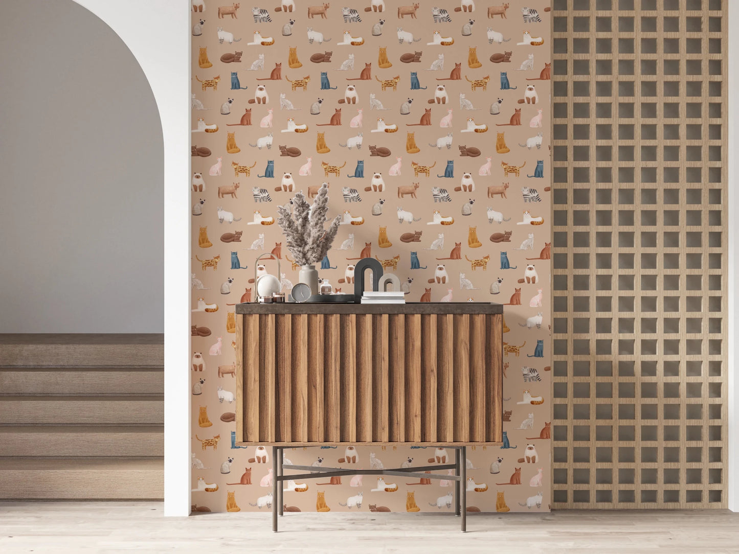 Cats Galore in toffee color Wallpaper⁠
