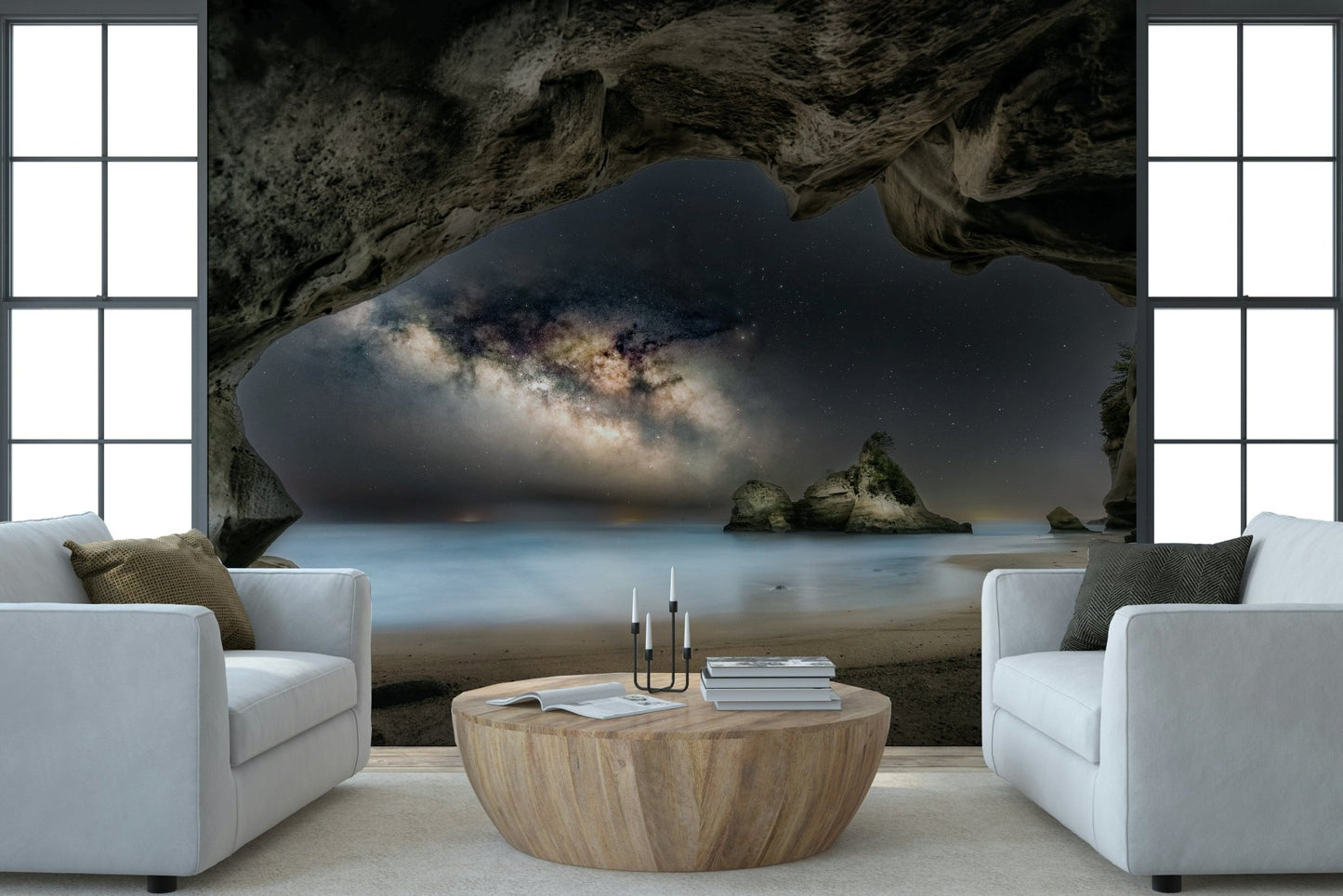 A graceful subtle pattern wall mural in dark, tranquil tones.