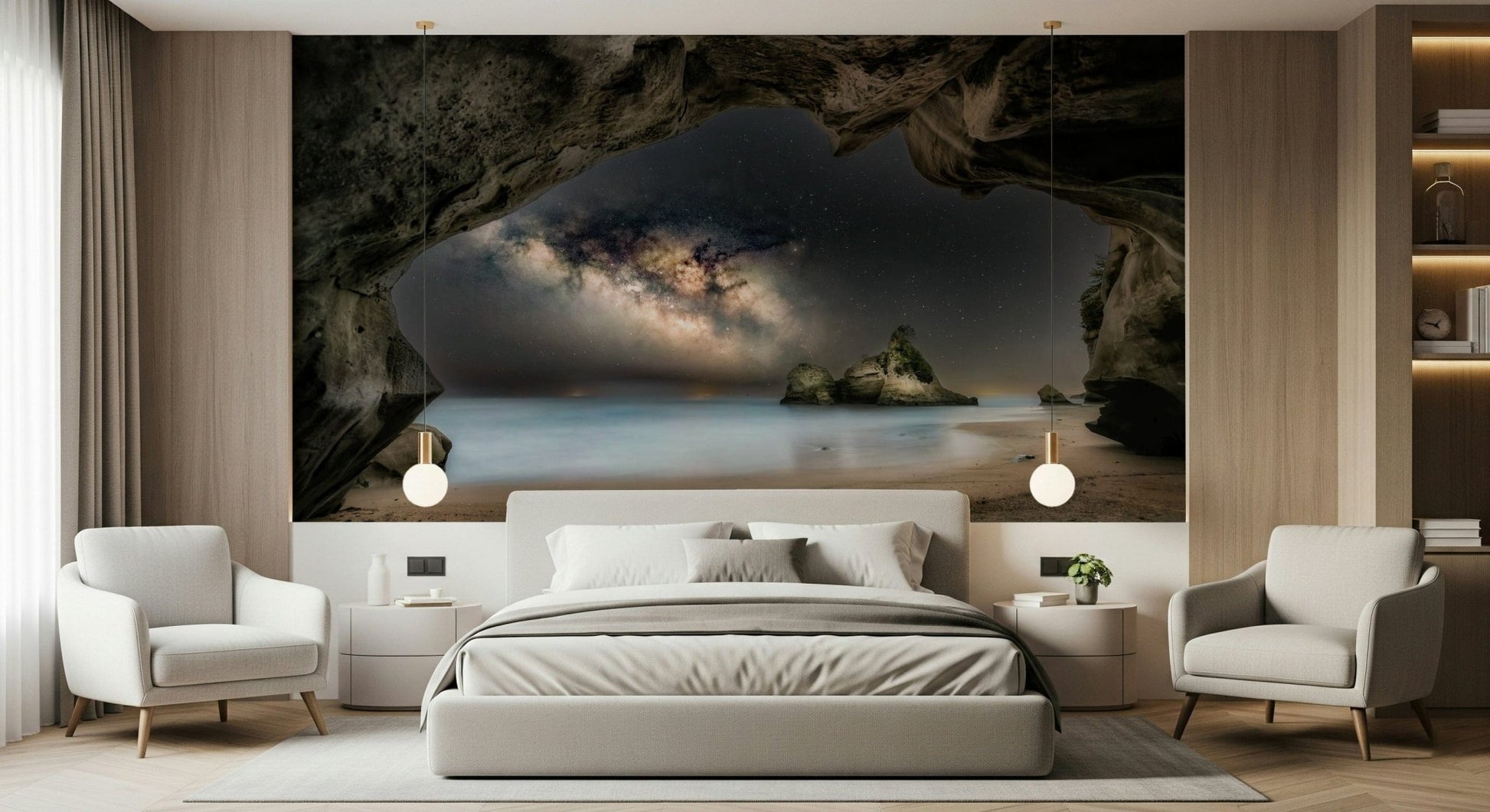 A contemplative gentle design wallpaper mural for a feature wall.