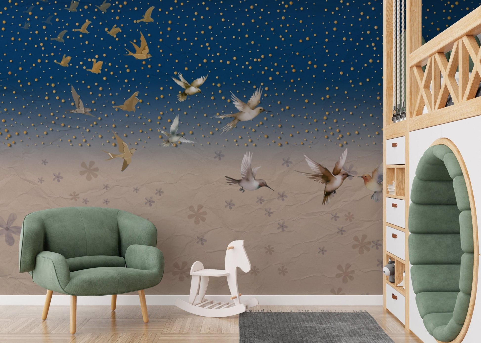 Elegant birds and stars wall decor
