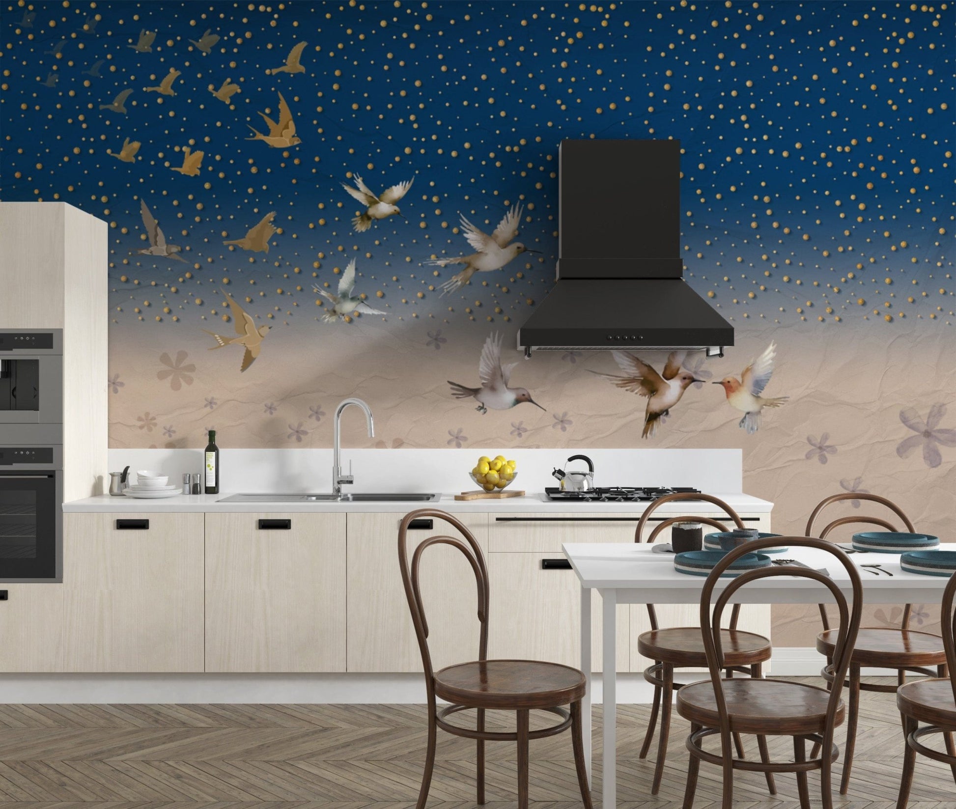 Birds and celestial stars wallpaper
