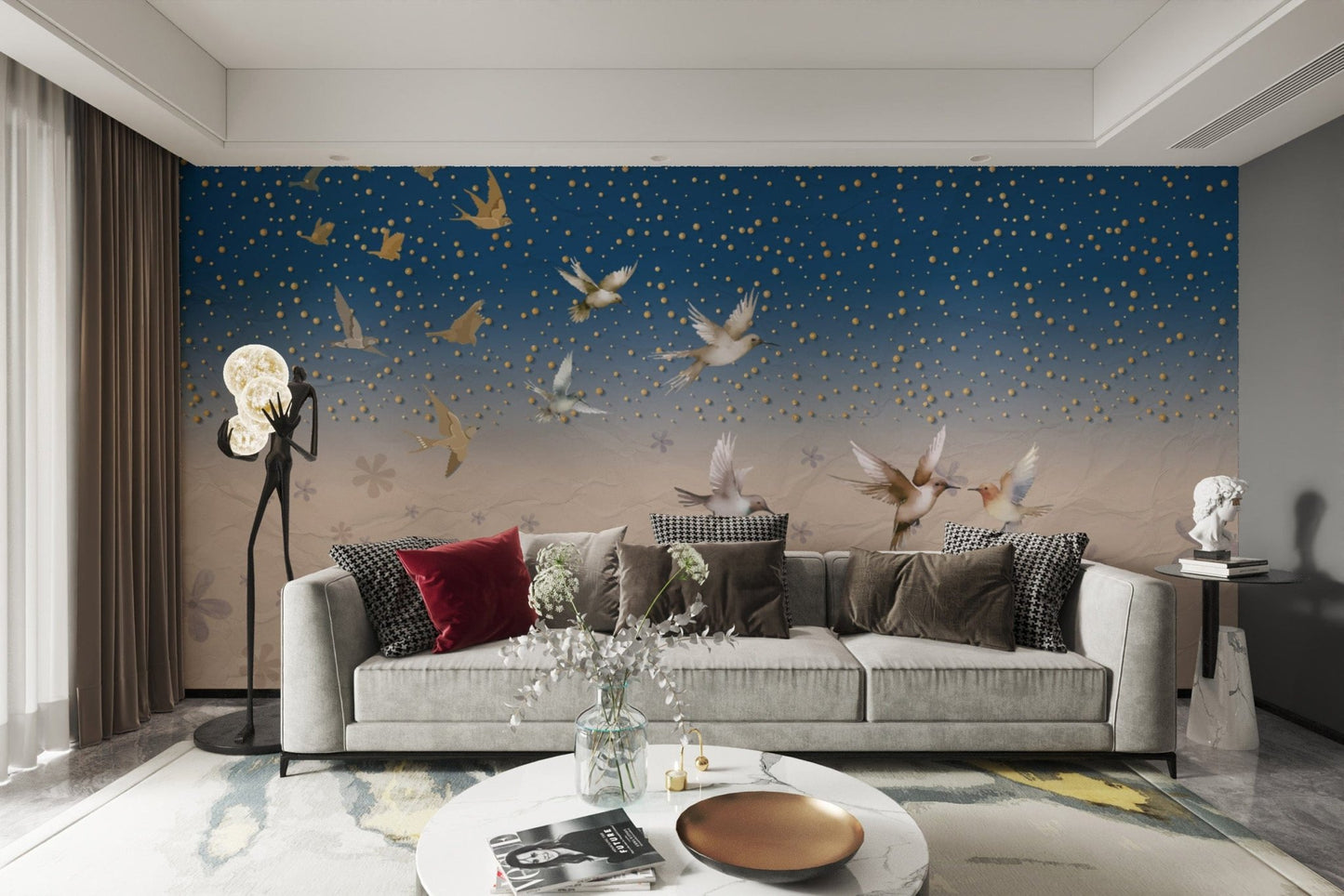 Decorative birds wallpaper for walls