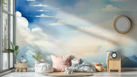 Celestial blue mural wallpaper for bedroom walls, GD1659