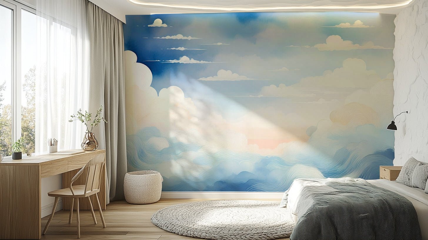 Elegant blue sky mural to enhance your space, GD1659