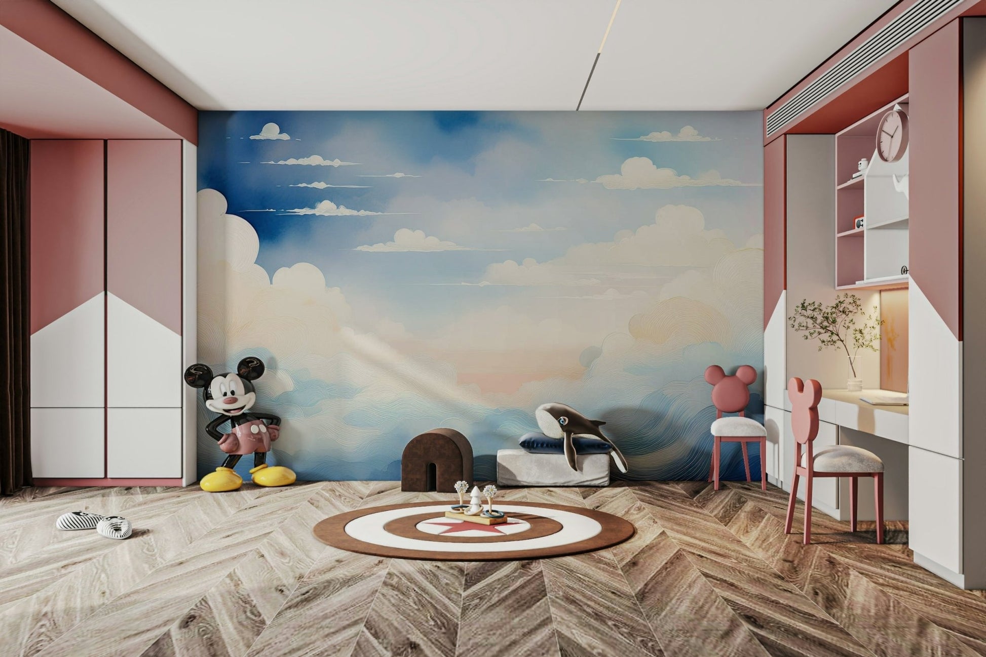 Serene blue sky mural for peaceful interiors, GD1659