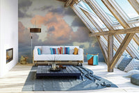 Celestial-themed night sky wall design

