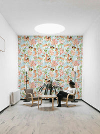 Cherubs and flower design for bedroom wallpaper., GD1451