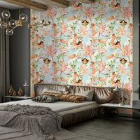 Cherubs with flowers wallpaper for elegant decor., GD1451