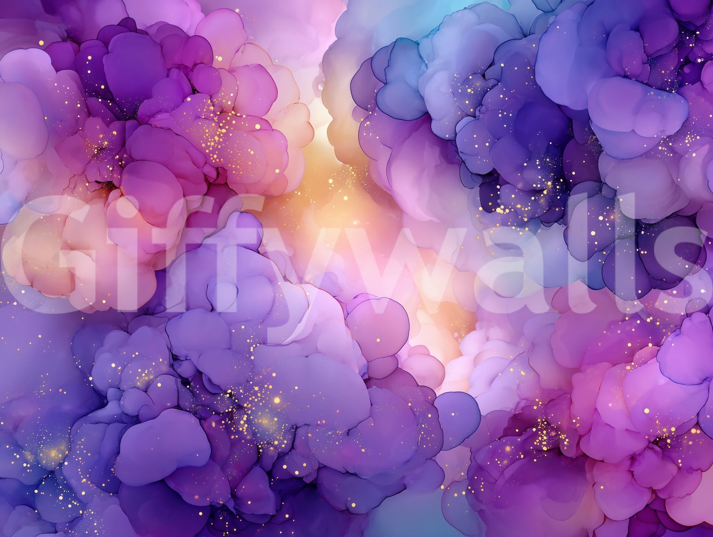 Relaxed mural wallpaper with cloud forms

