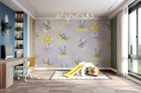 Cozy celestial elephant nursery wallpaper