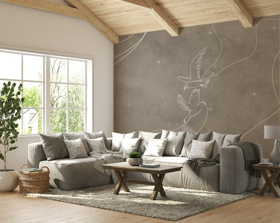 A peaceful wall mural with a celestial and whimsical design. GD4166

