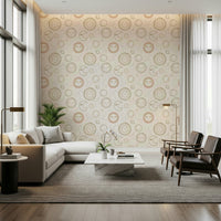 Cozy reading nook featuring the mystical Celestial Harmony star map wallpaper.