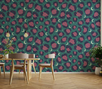 The colors are vibrant and rich, including purples, blues, pinks, and yellows.

