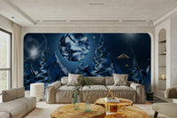 Mystical winter forest night mural

