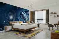 Starry sky with dark trees wallpaper

