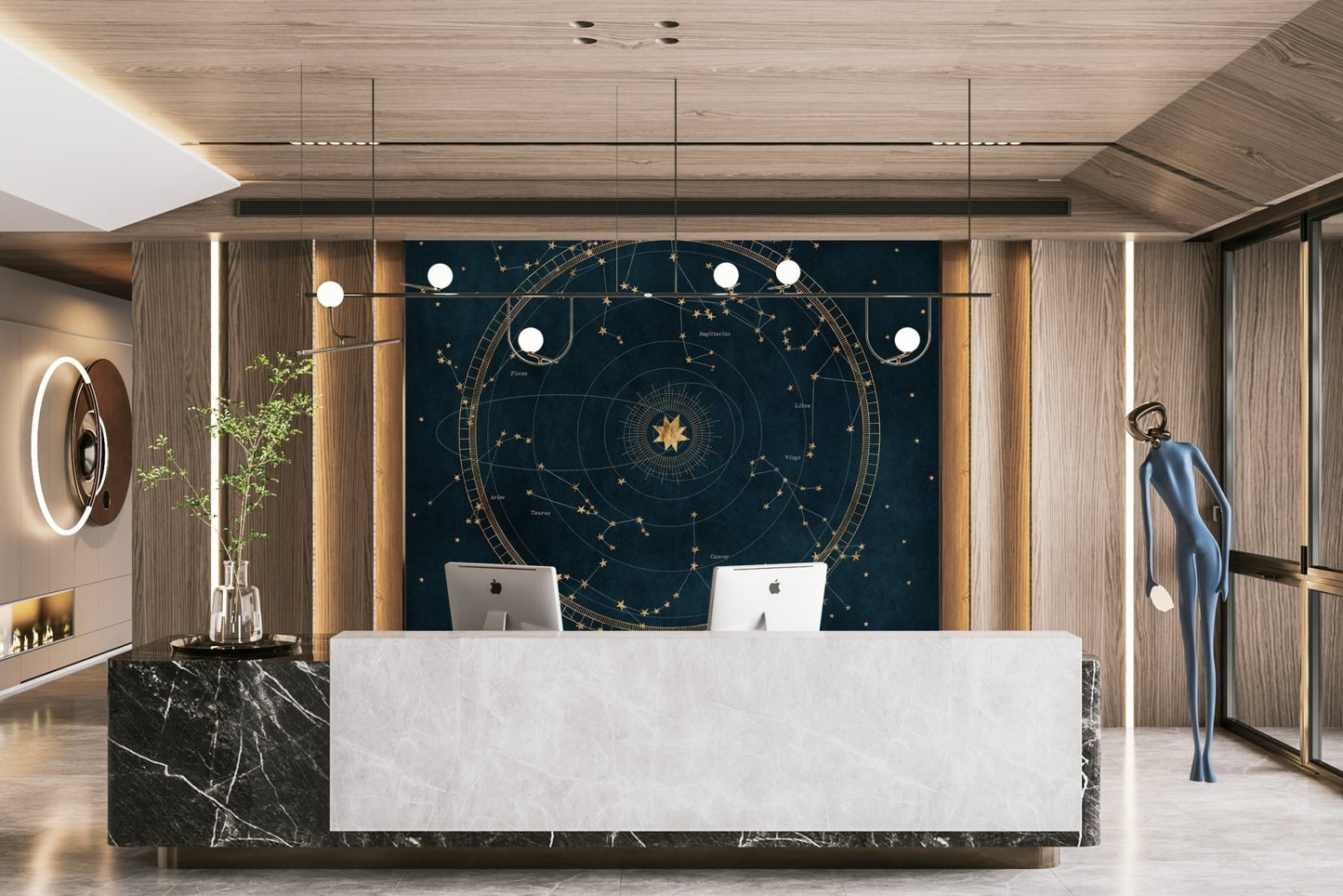 Star chart mural for astronomy enthusiasts

