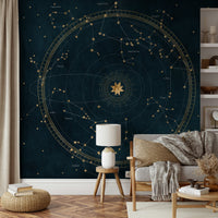 Astronomy-inspired celestial chart wall mural

