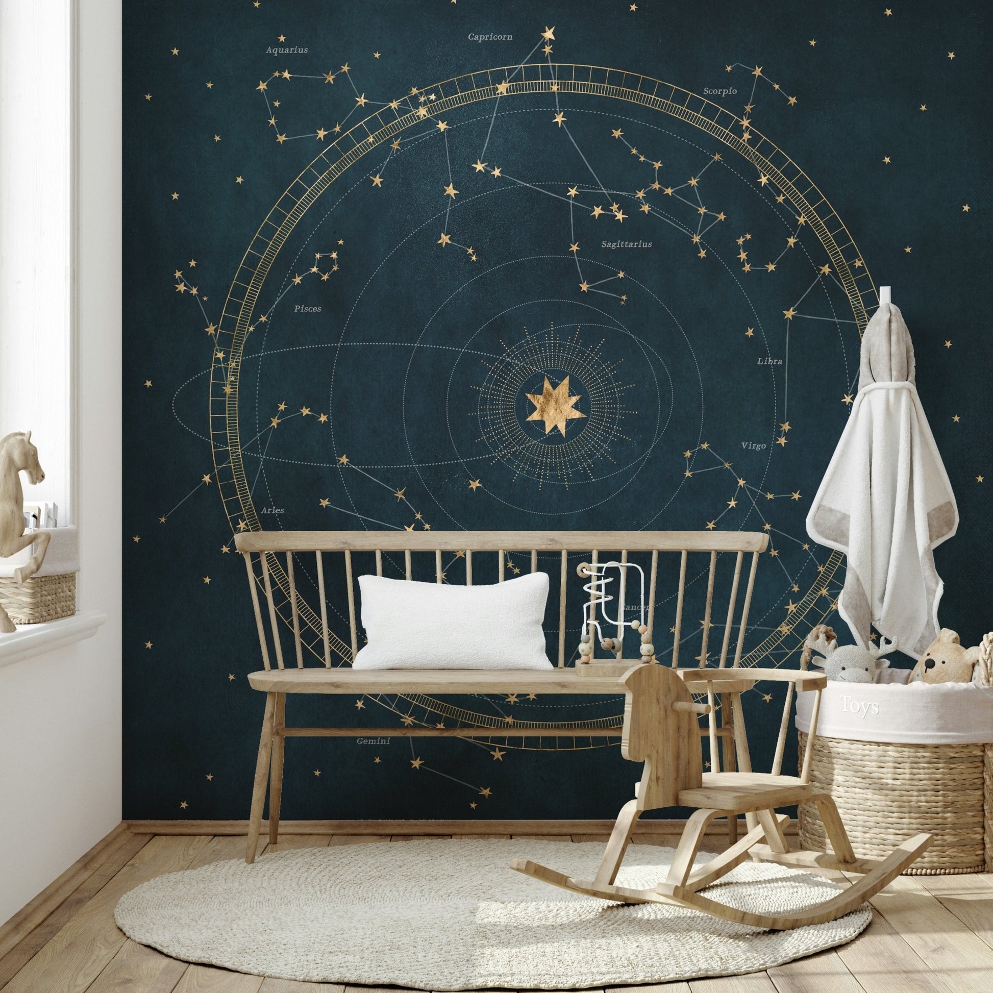 Detailed celestial star map wall mural for rooms

