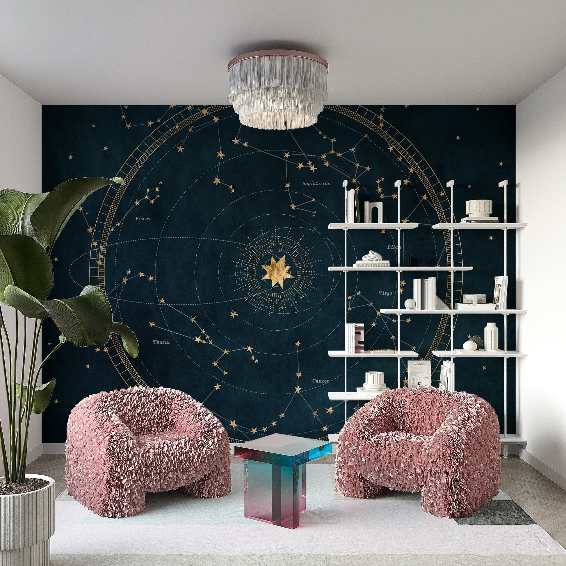 Modern celestial star map mural for wall decoration


