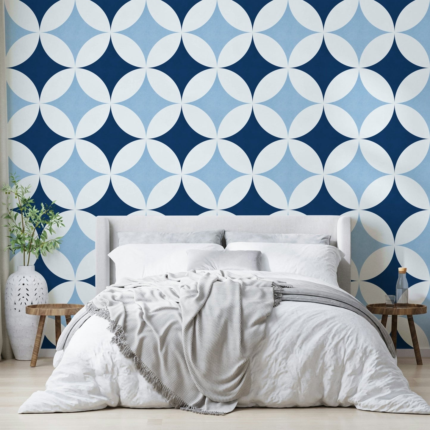 The colors are soft, muted tones of blue, purple, and gold.

