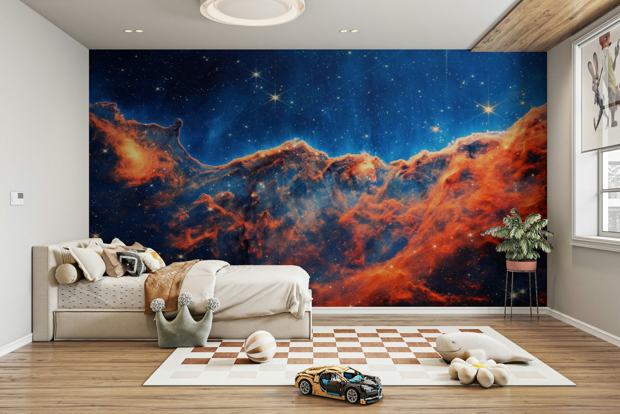 A wall mural of a cosmic landscape. GD3573

