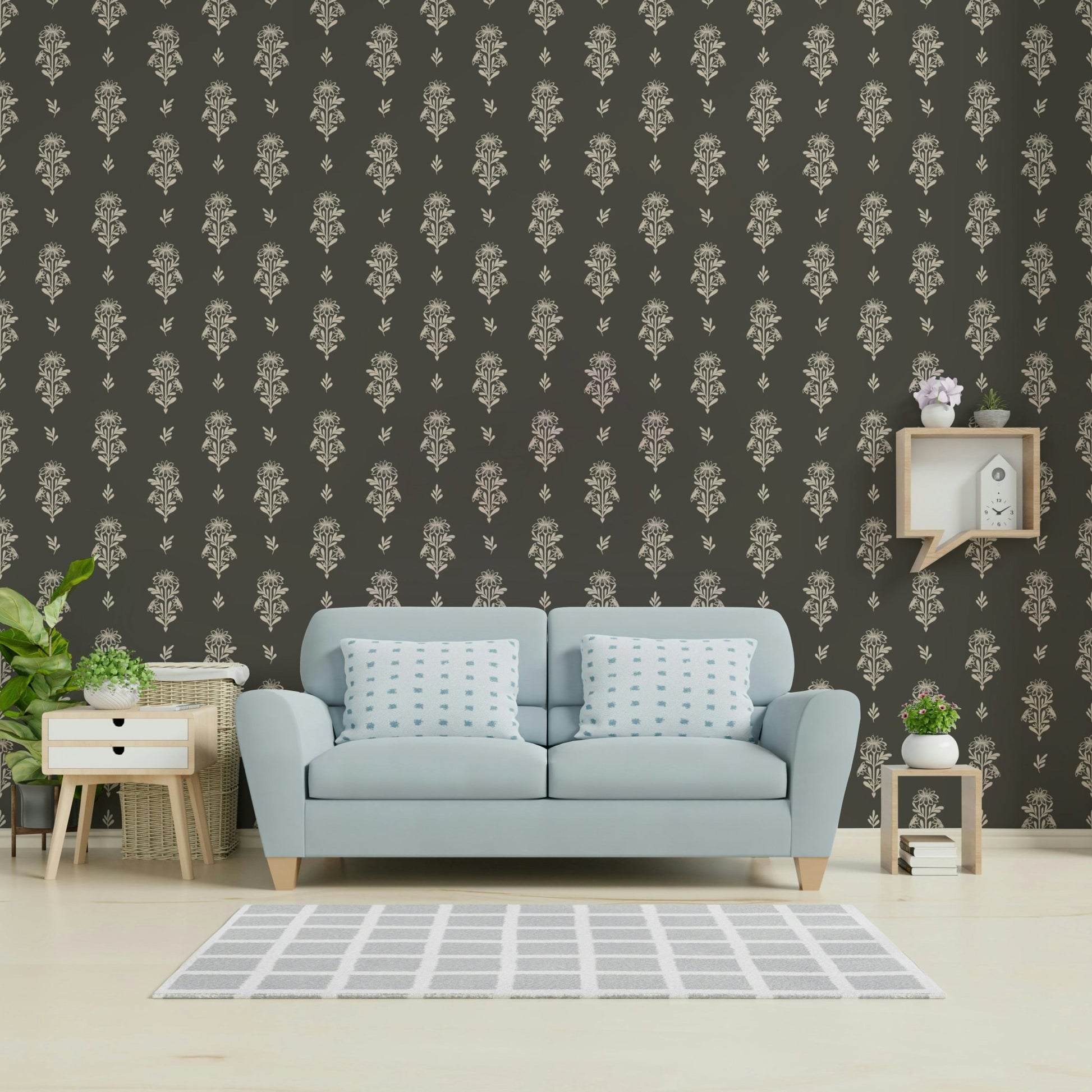 Chalky Bloom Wallpaper with soft floral strokes

