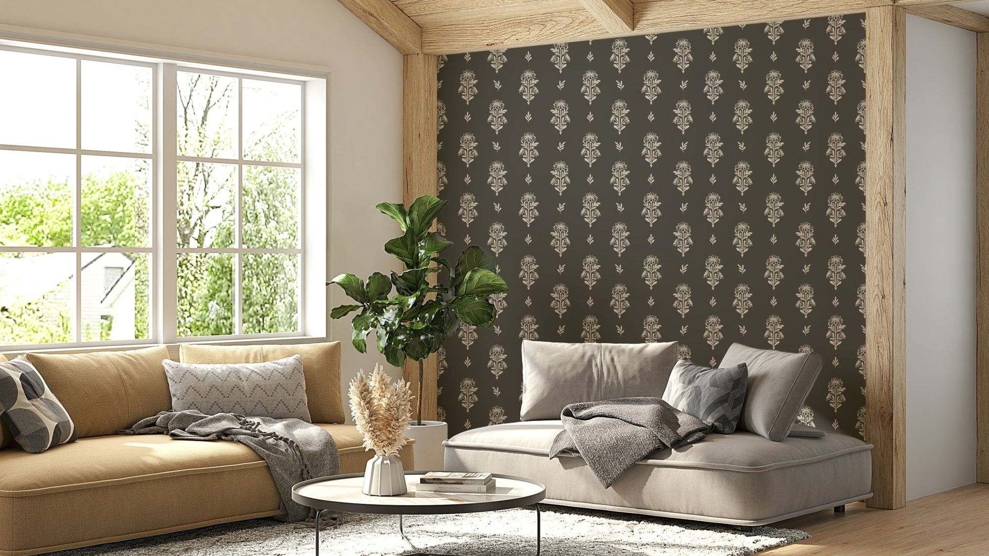 Textured bloom wallpaper with hand-drawn style, GD935
