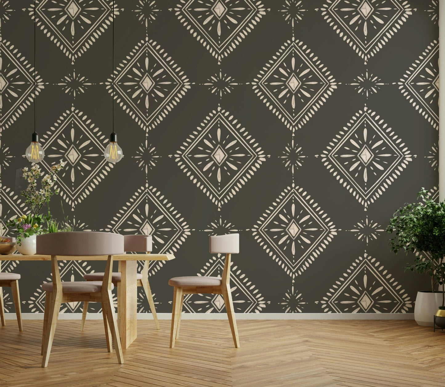 Dark charcoal wallpaper with diamond pattern

