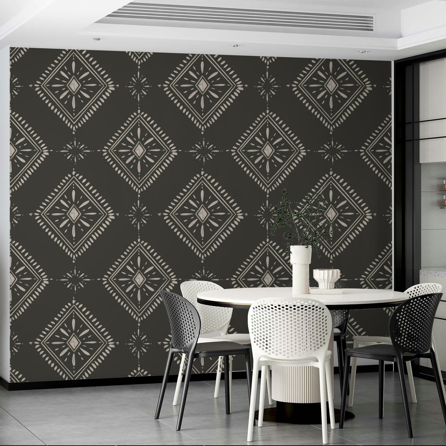 Easy-install charcoal chic diamonds wallpaper

