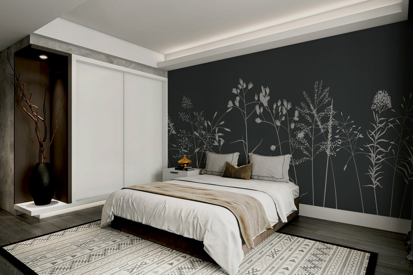 The floral elements are a central focus of the image.

