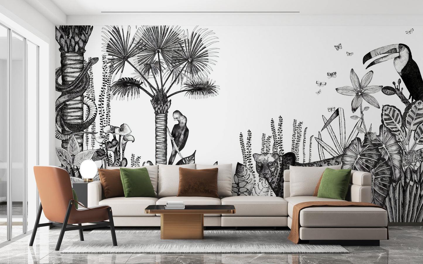 Charcoal pencil art tropical wallpaper tones

