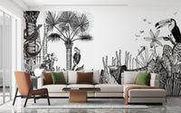 Charcoal pencil art tropical wallpaper tones
