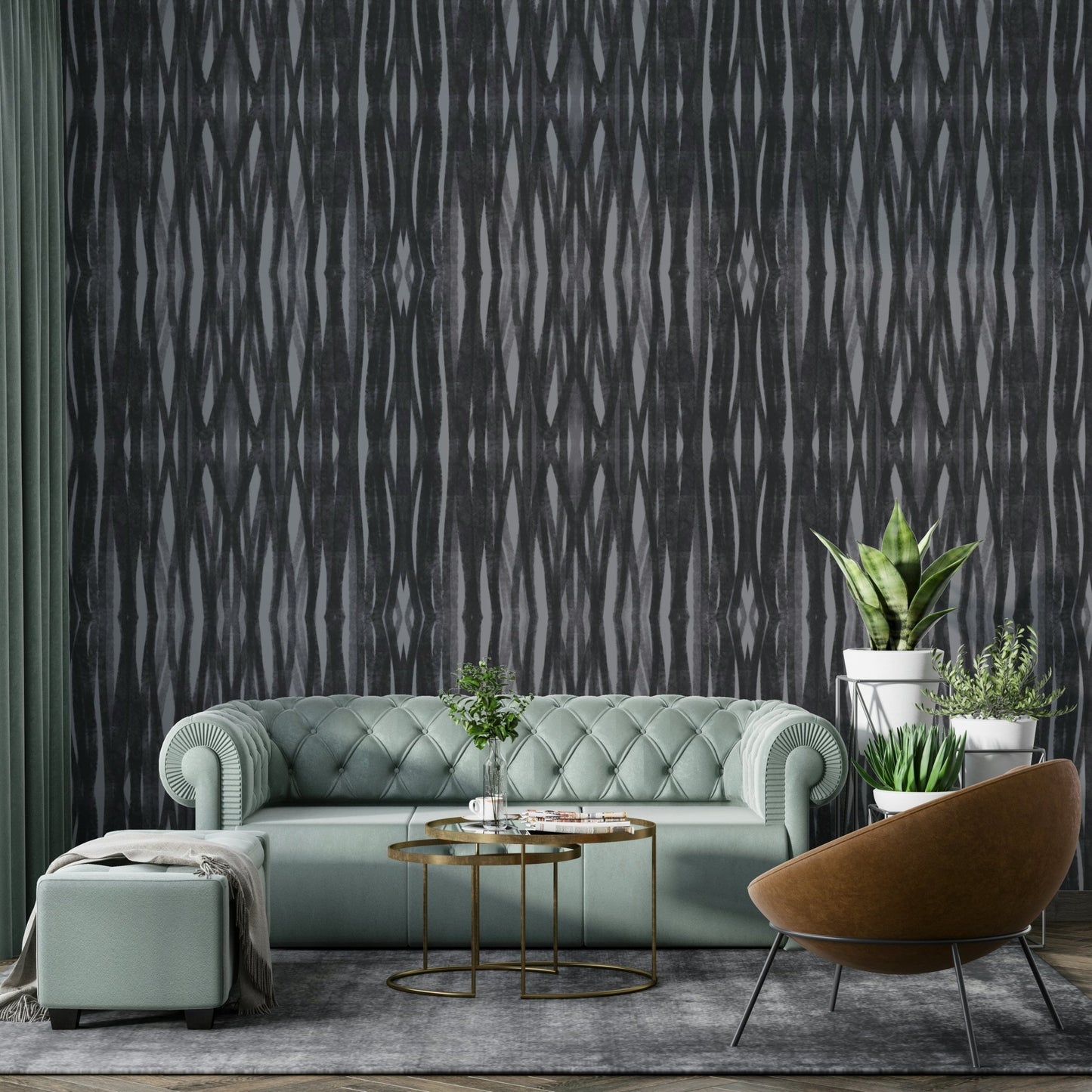 Charcoal mural wallpaper for bold interiors


