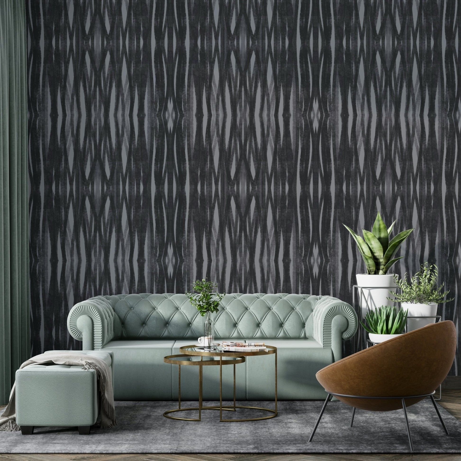 Charcoal mural wallpaper for bold interiors

