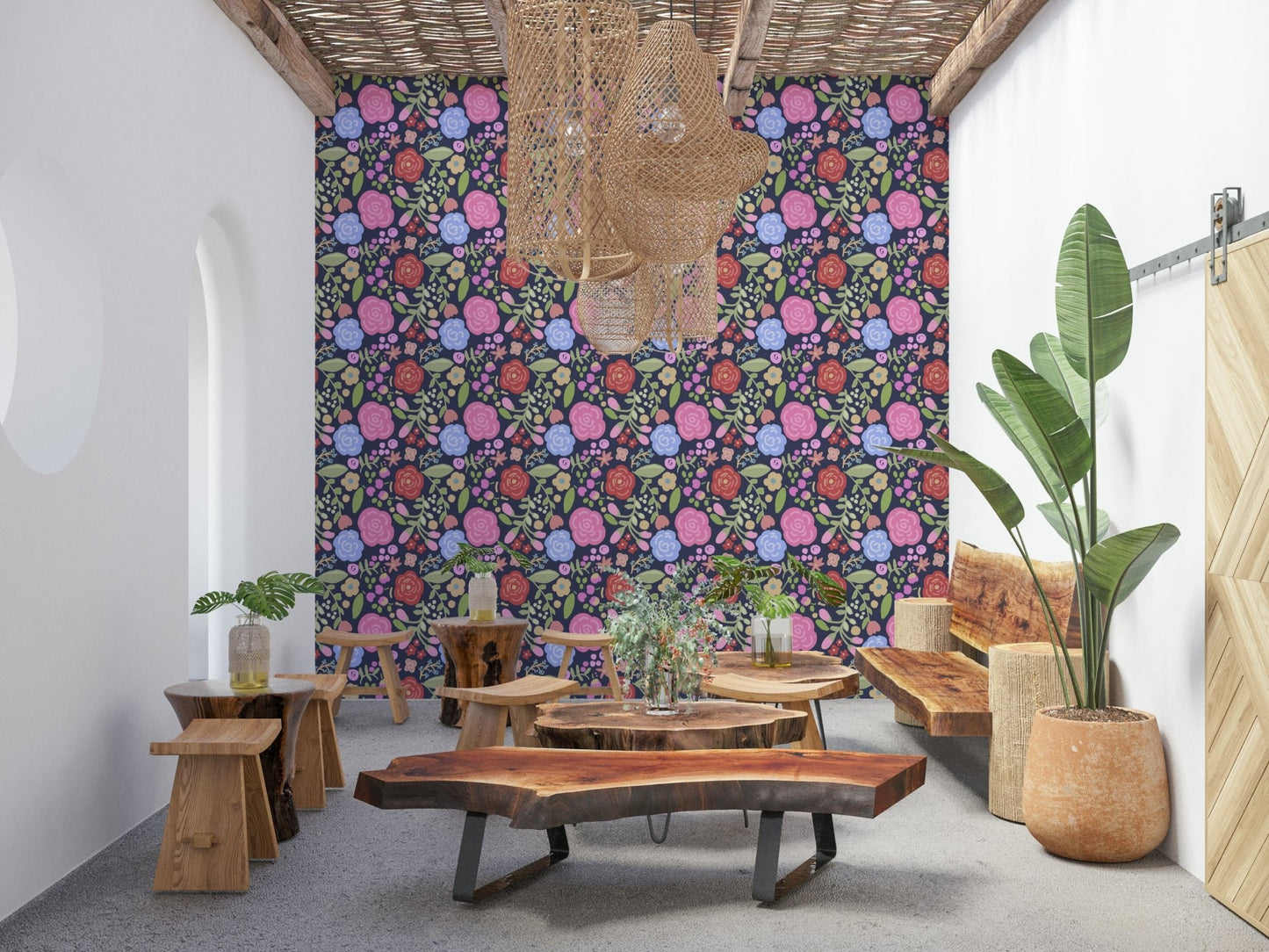 A serene subtle flower wall mural for your decor.