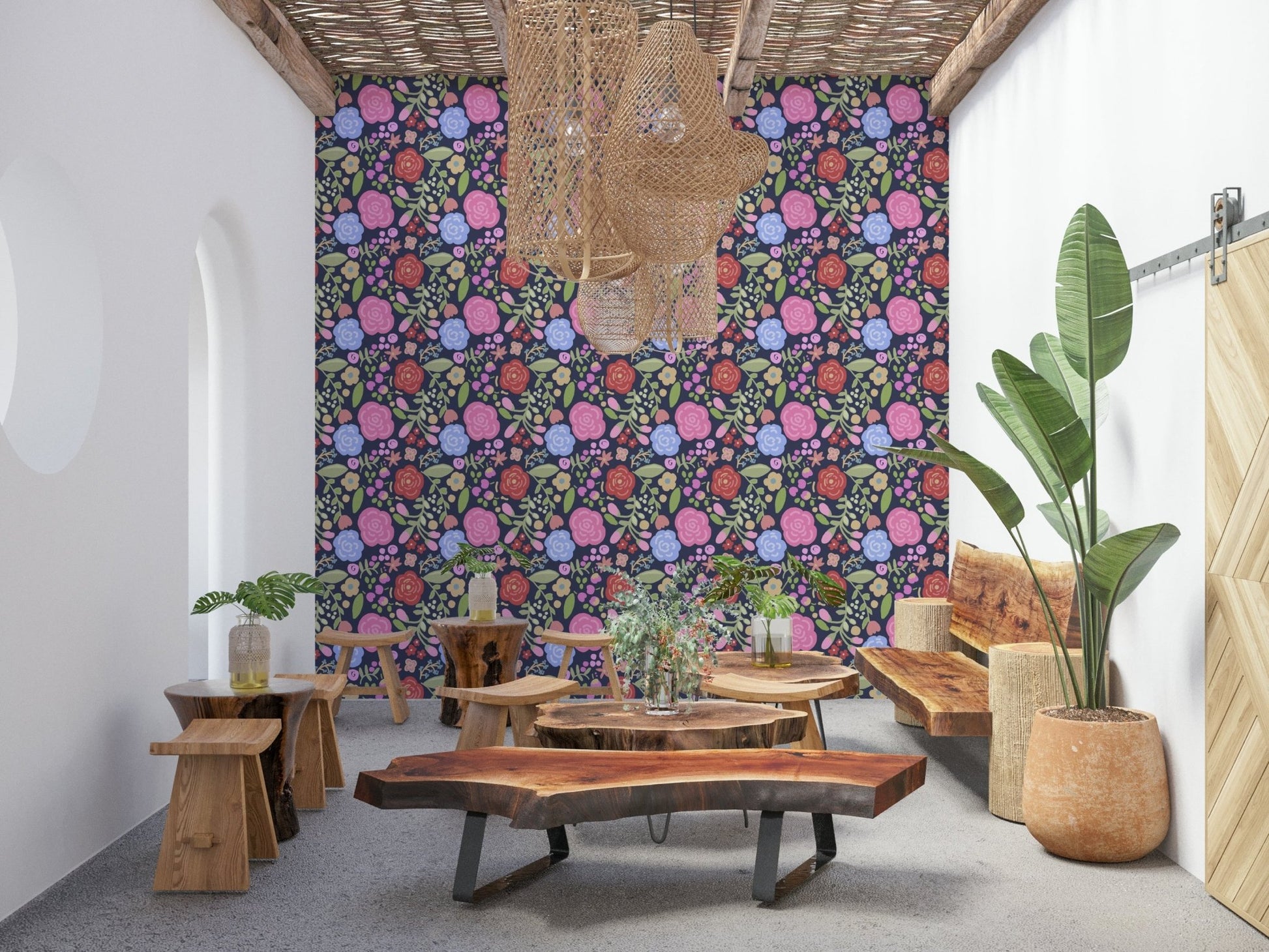 A serene subtle flower wall mural for your decor.