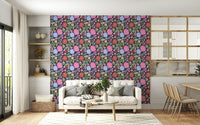A contemplative floral pattern wallpaper mural for a feature wall.