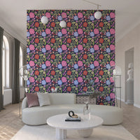 A calming floral design wallpaper mural that defines a space.