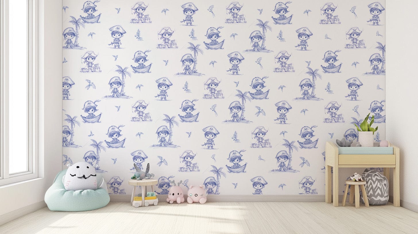 Pirate legends illustrated wall covering