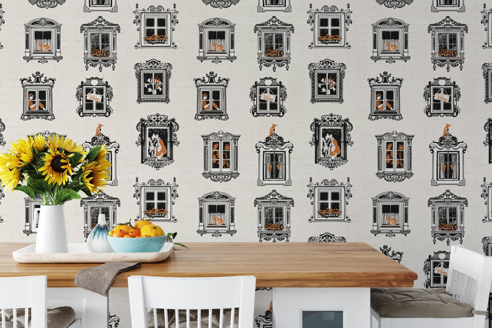 Charming Cats Vintage Wallpaper for Living Rooms, AN20