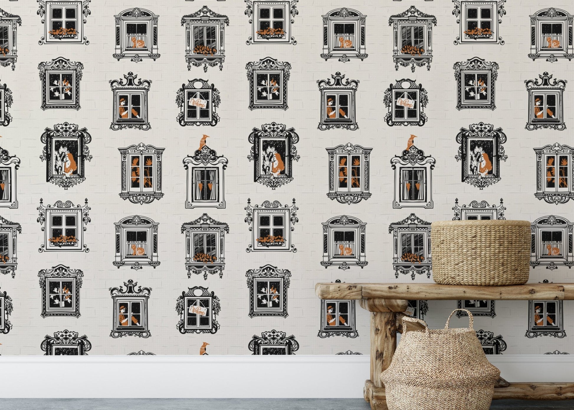 Elegant Feline Vintage Wallpaper Design, AN20