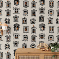 Decorative Feline-Themed Vintage Wall Mural, AN20