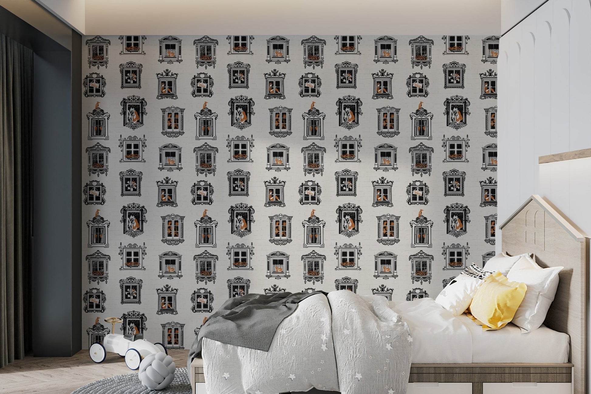 Playful Vintage Cat Pattern Wallpaper, AN20