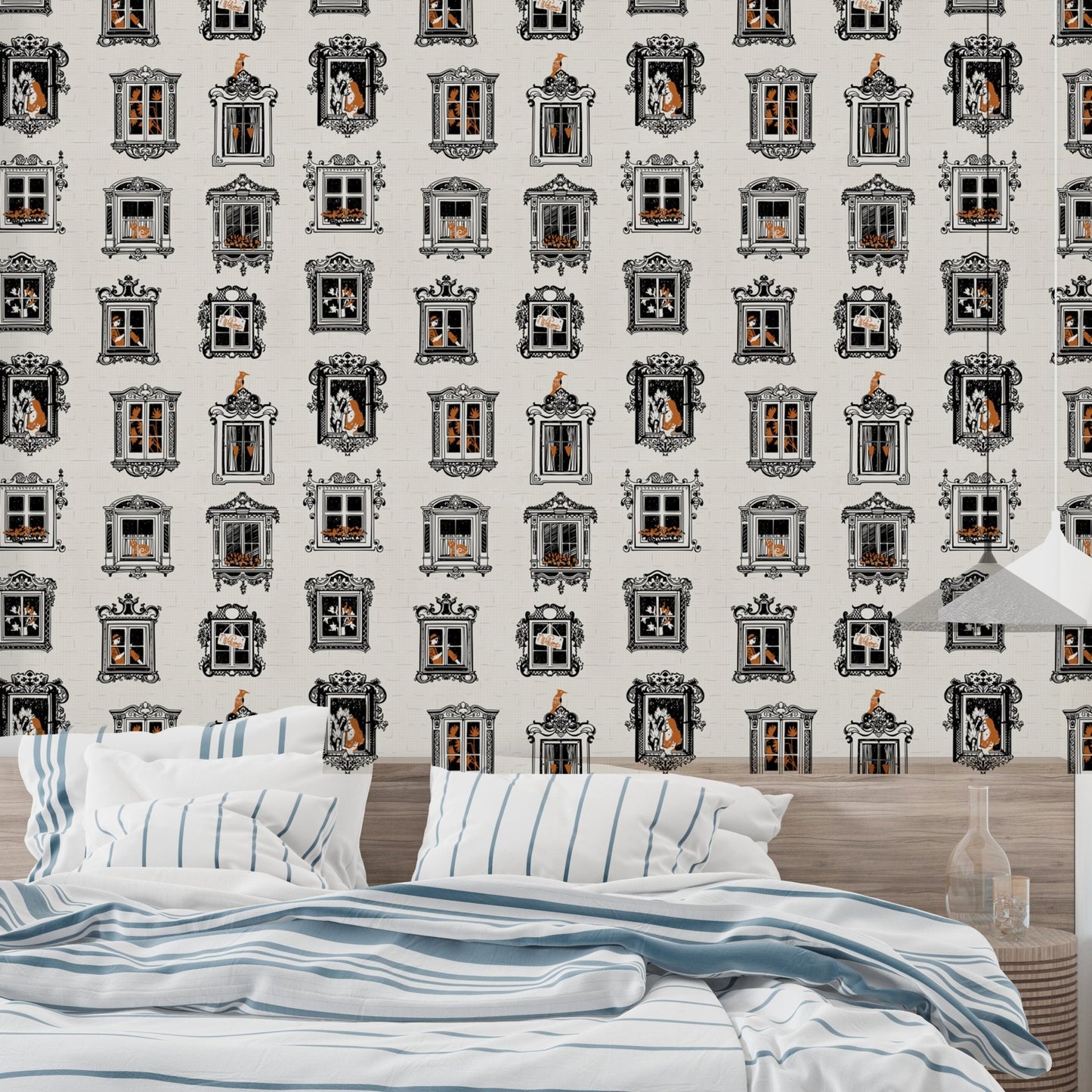 Charming Feline-Themed Vintage Wallpaper Mural, AN20