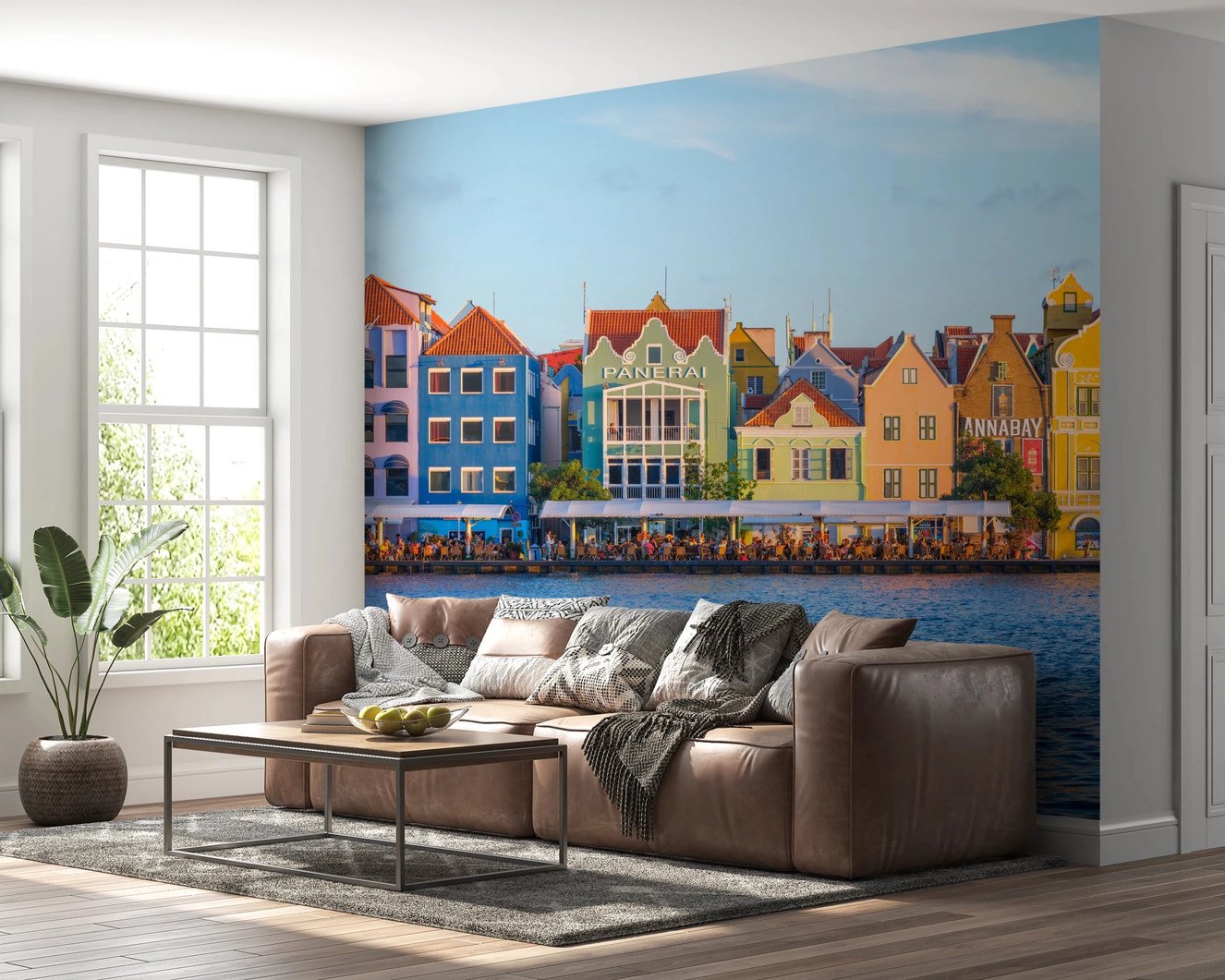 Charming Harborfront Buildings Wall Mural