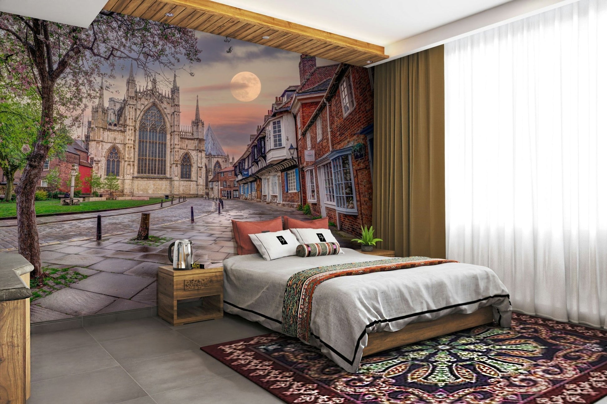 Nostalgic town square mural
