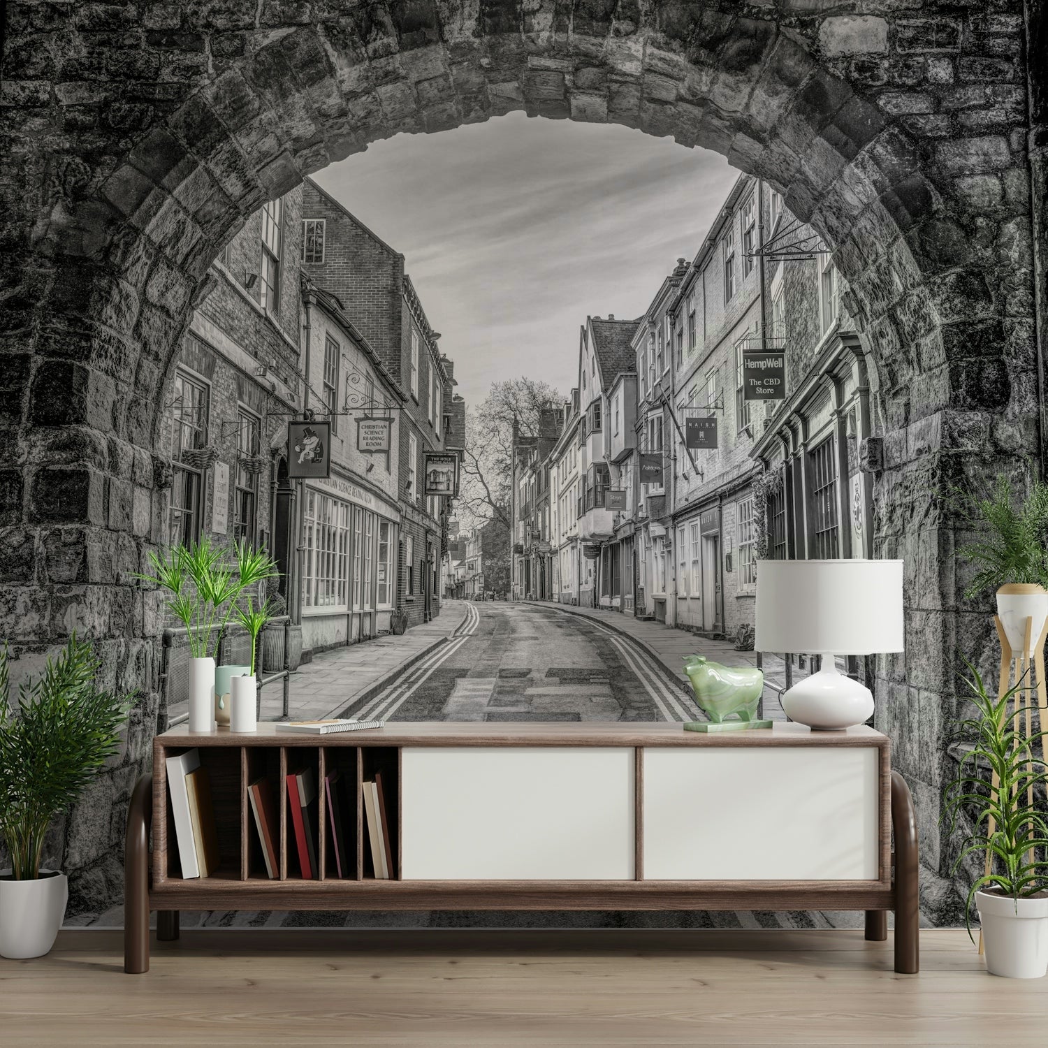 An artistic urban view mural for home decor., GD4718