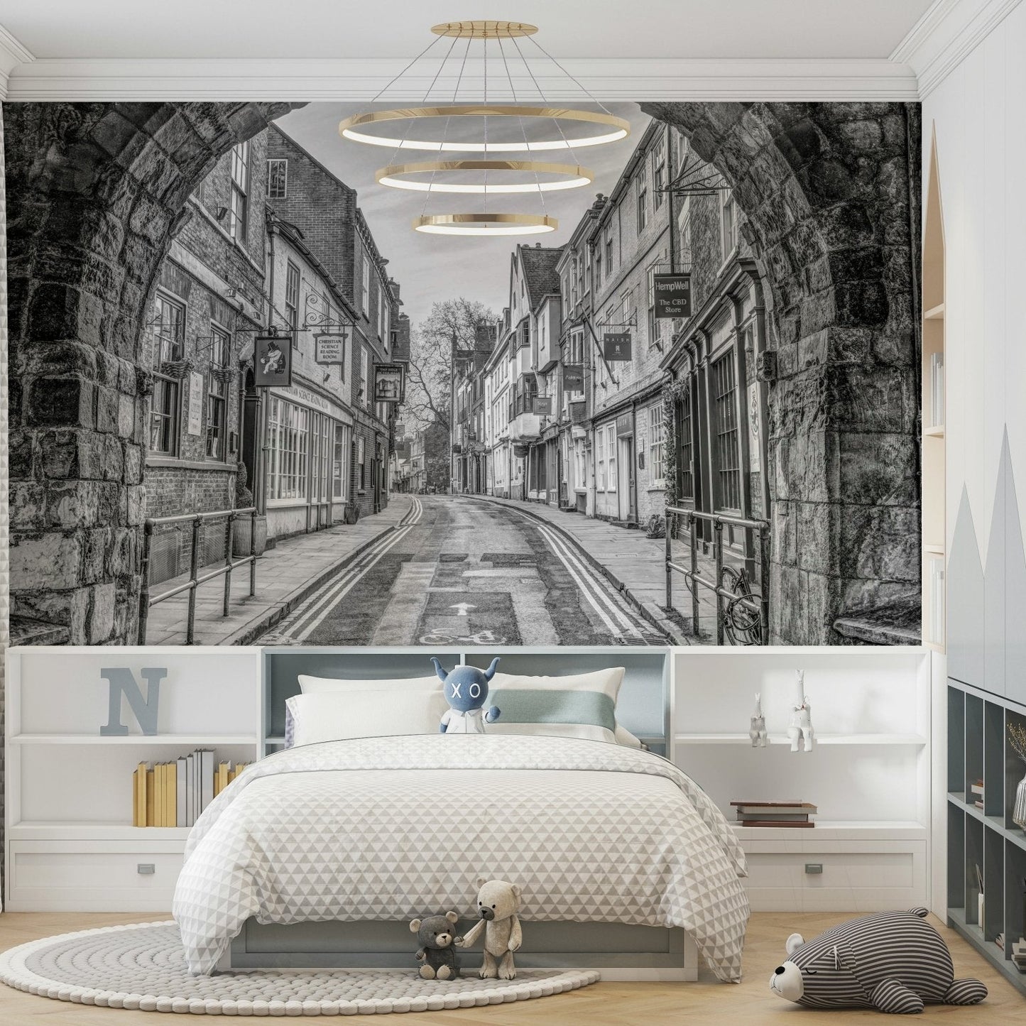 A contemplative historic alley wallpaper mural for a feature wall., GD4718
