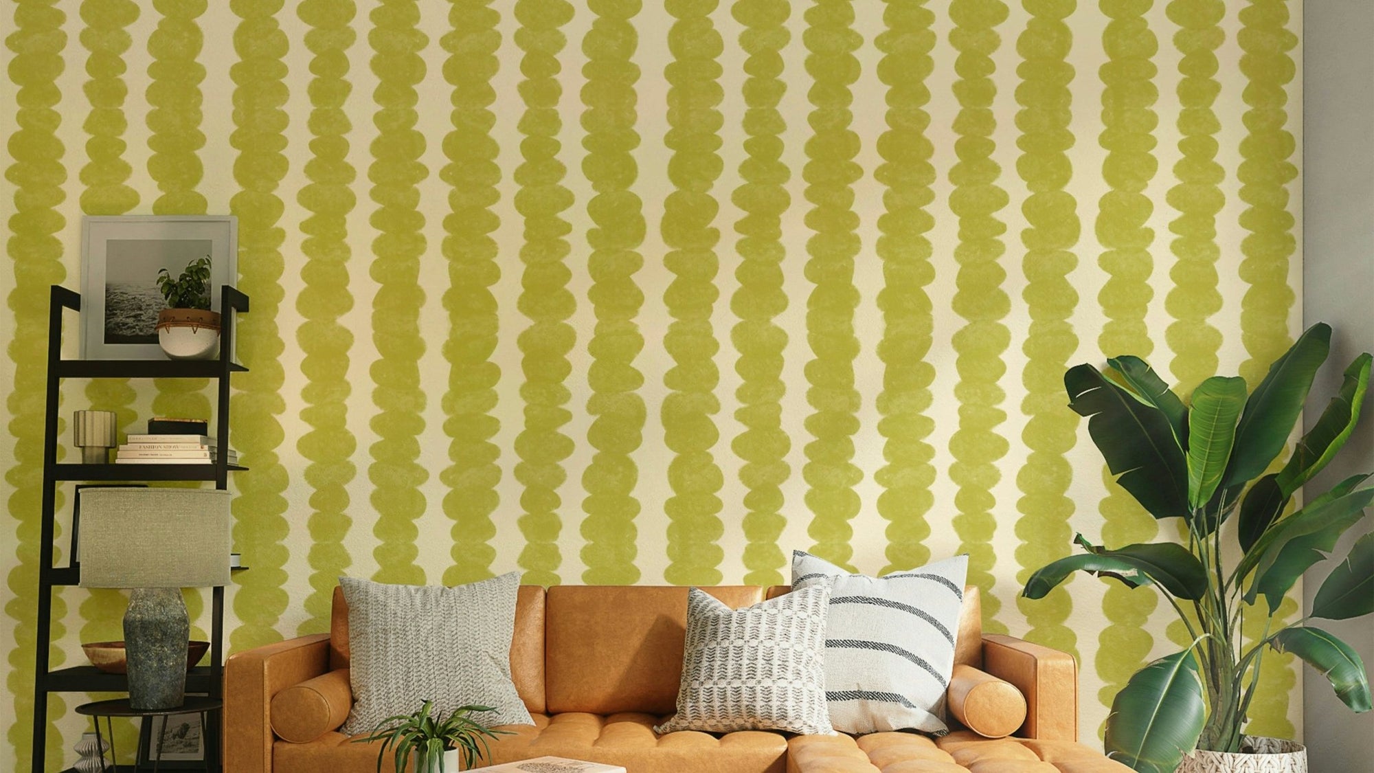 Chartreuse pebble rows wallpaper design, GD2278