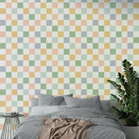 Vintage checkerboard wallpaper featuring geometric squares, GD1286